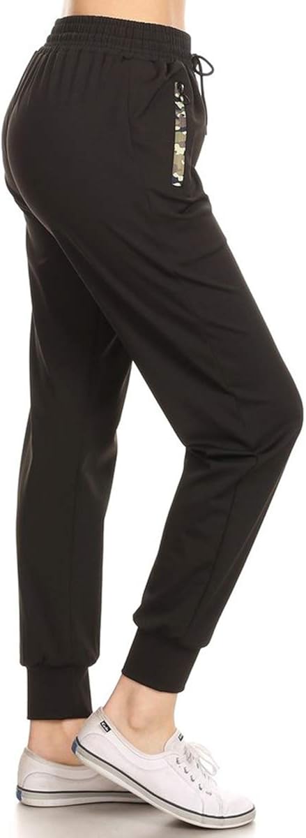 Leggings Depot Women's Printed Solid Activewear Jogger Track Cuff Sweatpants at  Women’s Clothing store