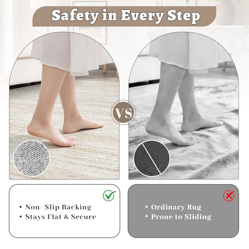 Area Rug 8x10 Living Room Rugs: Washable Modern Rug Large Non-Slip Soft Rugs Stain Resistant Printed Rug Indoor Carpet for Bedroom Kitchen Dining Room Nursery Playroom Home(Beige, 8'x10')