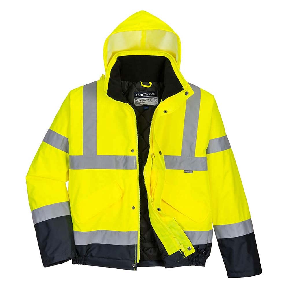 Portwest Hi-Vis Two Tone Bomber Jacket, Size: XS, Colour: Yellow/Navy, S266YNRXS