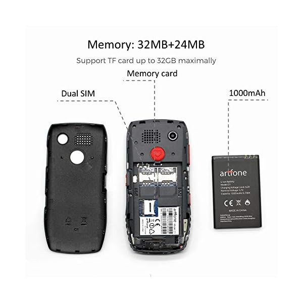 Artfone-Big-Button-Mobile-Phone-for-Elderly-Unlocked-Senior-Sim-Free-with-SOS-Emergency-Button1400mAh-Battery artfone C1 Black,Big Button Mobile Phone for Elderly, Unlocked Senior Mobile Phone with SOS,1400mAh Big Battery,Three…