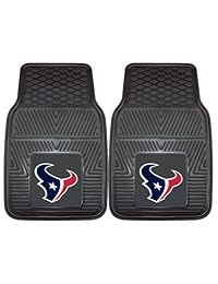 Fanmats NFL Houston Texans   Alfombrilla de carga de vinilo resistente, Juego de 2 alfombrillas para coche de vinilo, Negro