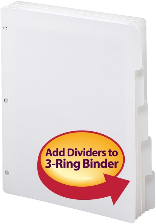 Smead Three-Ring Binder Index Dividers, 1/5-Cut Tabs, Letter Size, White, 100 Dividers (89415) : Office Products