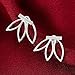 JieyueJewelry 4 Pairs Lotus Flower Earrings Stud Jacket Earrings Simple Chic Earrings Back Cuffs Stud Earring sets for Women Girls(Silver)