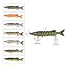 Goture Pike Muskie Multi Jointed Hard Fishing Lure Swimbaits Life-Like Baits 8 Segments with Black Treble Hooks for Freshwater Saltwater Fishing (8'', 2.36oz)