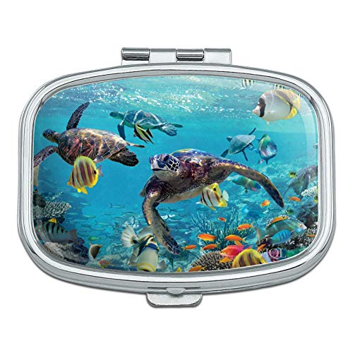 Ocean Coral Reef Sea Turtles Diving Rectangle Pill Case Trinket Gift Box