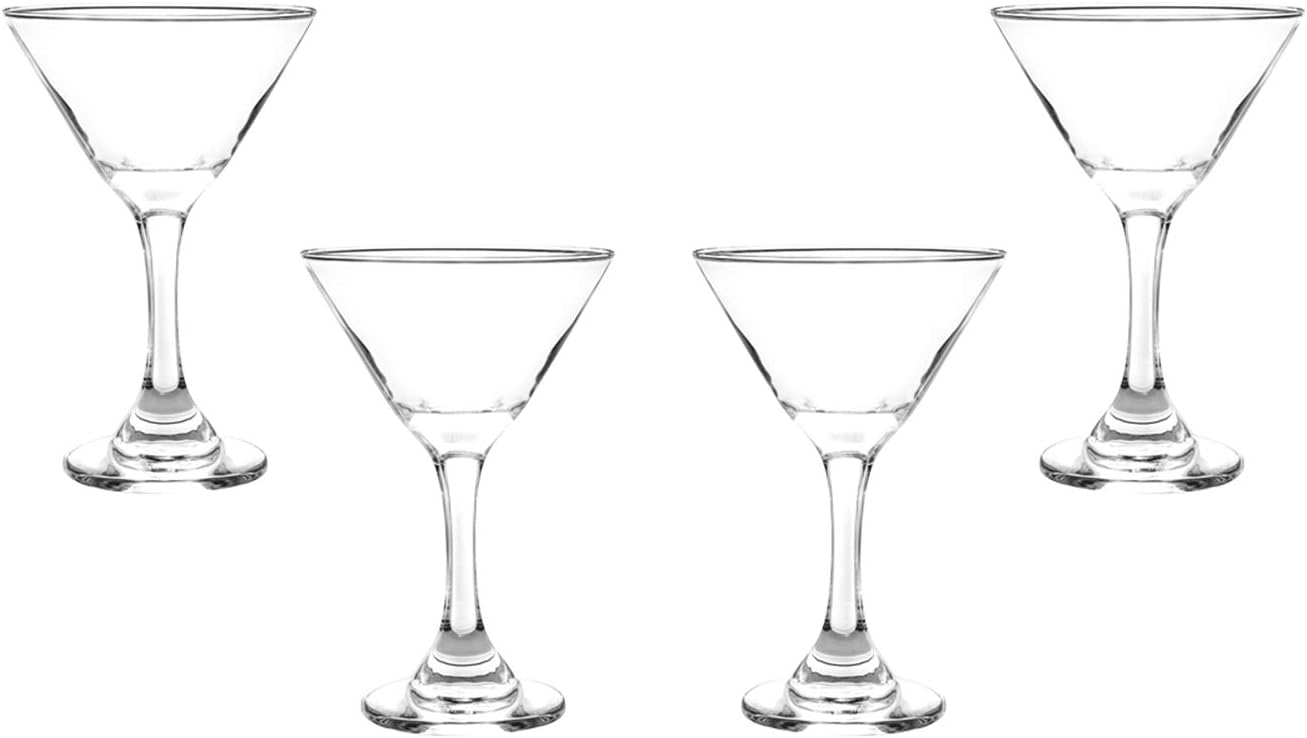 Modern Martini Stemmed Glasses Set 9 Oz, Crystal Clear Glassware Set of (4)
