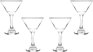 Modern Martini Stemmed Glasses Set 9 Oz, Crystal Clear Glassware Set of (4)