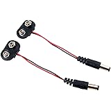 2Pcs 2.1x5.5mm Male DC Power Plug to 9V Battery Button Connector Cable