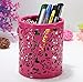 Water & Wood Hollow Rose Flower Pattern Cylinder Pen Pencil Pot Holder Container Organizer Red
