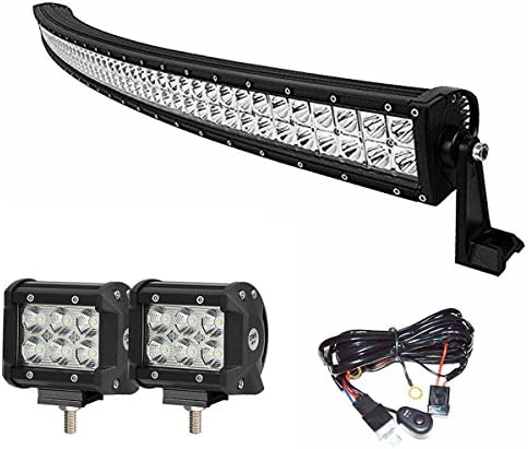 LED Light Bar EasyNew 50" 288W Curved LED Light Bar IP68 Waterproof Flood Spot Combo Beam for Offroad SUV UTE ATV Truck with FREE 2PCS 18W Flood LED Work Lights and Wiring Harness and Mounts