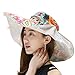 Women's Foldable Floppy Reversible Travel Beach Sun Visor Hat Wide Brim UPF 50+ Beige