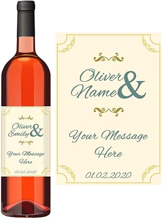 Etiquette Personnalisee Pour Bouteille De Vin Avec Motif De Mariage Ajoutez N Importe Quel Nom Date Et Message Il Suffit De Decoller Et De Coller Sur Votre Bouteille Amazon Fr Cuisine Maison