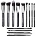 Belle Maker 14pc Makeup brush set, Start-To-Finish collection for all coverage with professional synthetic bristle within Blending, Contour, Highlight, Smudge, Buffing beauty tools. (Deluxe Black)