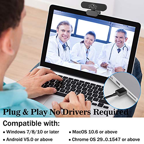 Webcam with Microphone,1080P Full HD Web Cam with Free Tripod,USB