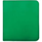 Ultra Pro Vivid 12 Pocket Card Binder with Zipper &ndash; Green, Medium | 12-pocket zippered trading card binder with 20 pages, side-loading pockets, stores up to 480 cards, acid-free, non-PVC