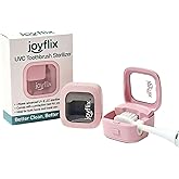 joyflix UV-C Toothbrush Sanitizer | Portable & Rechargeable | 99.9% Sanitization with Heating Function | Magnetic Mount, Travel-Friendly & Compact Design (Blush Pink)