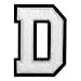 Letter D - Chenille Stitch Varsity Letter Iron-On Patch by pc, 4-1/2", White/Black, TR-11648