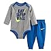 Nike Baby Boy Bodysuit & Pants 2 Piece Set (0-3 Months, Eat Sleep Ball (U72) / Blue Jay)