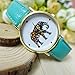 Tonsee Fashion Women Elephant Pattern Leather Analog Quartz Watch Green