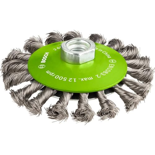 Bosch 1x PRO Stainless Steel Heavy Bevel Brush Knotted Wire, M14 Thread