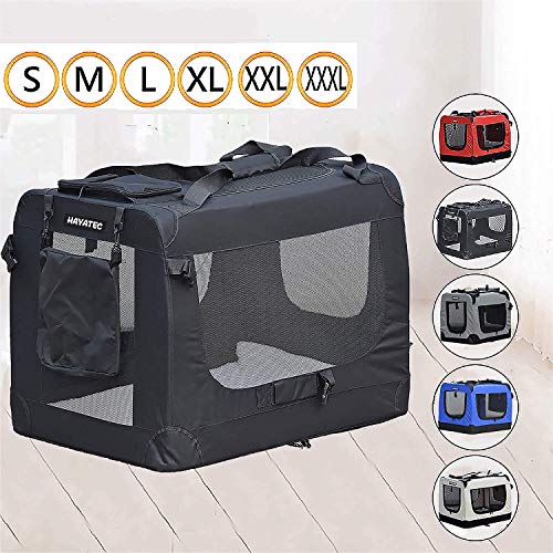 Alaskaprint-Hundebox-Hundetransportbox-Faltbar-Transportbox-Hunde-Auto-Katzenbox-Hundetasche-fr-kleine-Hunde-mittelgroe-Hunde-groe-Hunde-SML-mit-Hundedecke-und-Gurt-aus-Oxford-Gwebe-I-Schwarz