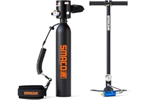 SMACO Mini Scuba Tank 0.5L Portable Diving Tank Support up to 10 Minutes of Underwater Breath, Small Scuba Tank Pony Bottle for Free Diving Within 33ft or Used as Backup Air Within 100ft