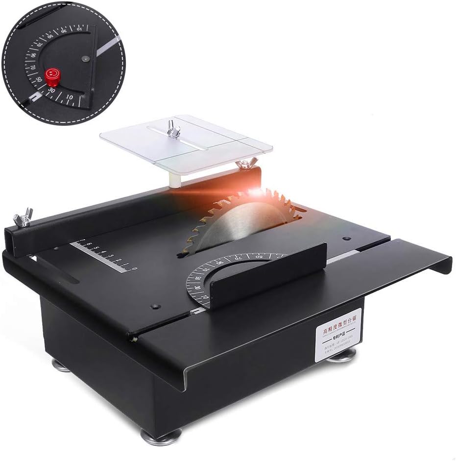 Mini Hobby Table Saw with Miter Gauge, 7200RPM Upgraded Multifunction Adjustable Miter Saw Grinder for Cutting DIY Handmade Wooden Model Crafts, Printed Circuit Board