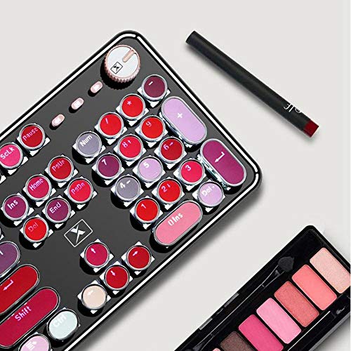 MOGOI Retro Mechanical Gaming Keyboard, Lipstick Keyboard Waterproof Wired Gaming Keyboard Luxury Palette 104 Keys Metal Panel for Windows PC Desktop Computer Women Girls