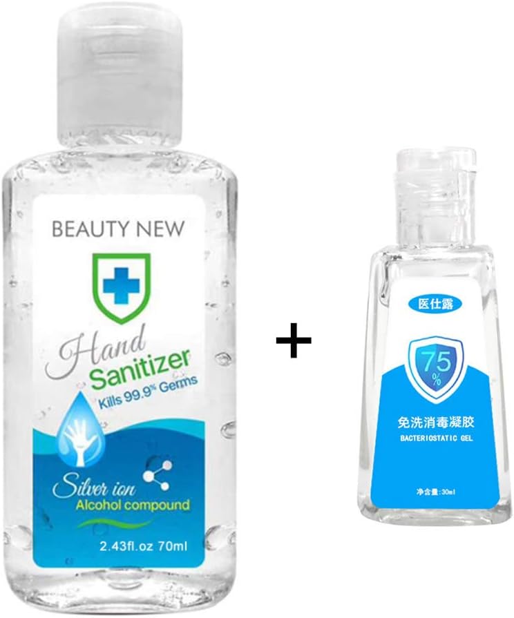Bosixty 100ml Sanitizer Gel Hand Soap Moisturizing Disposable No Clean Waterless Antibacterial Gel Hand Sanitizer - 1 bottle 70ml + 1 bottle 30ml