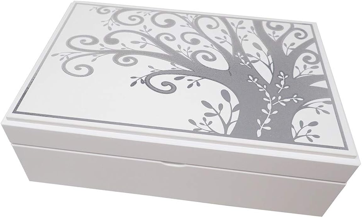 Inmaculada Romero TM Caja árbol de la Vida Plateado Efecto Brillo Madera Blanca [AC1060]: Amazon.es: Joyería