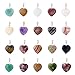 FASHEWELRY 20Pcs Heart Shaped Stone Pendants 15 Styles Healing Crystal Chakra Gemstone Rock Necklace Charms for Jewelry Making Hole: 2x5mm
