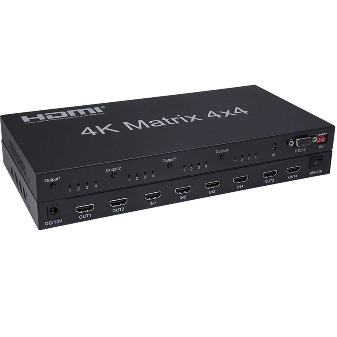 2.0 HDMI Matrix 4x4, 4K 60Hz 1080p（RGB/YUV 4：4：4）Switch Splitter 4 Input 4 Out Converter RS232 EDID Switch (HDMI 2.0 Matrix 4X4)