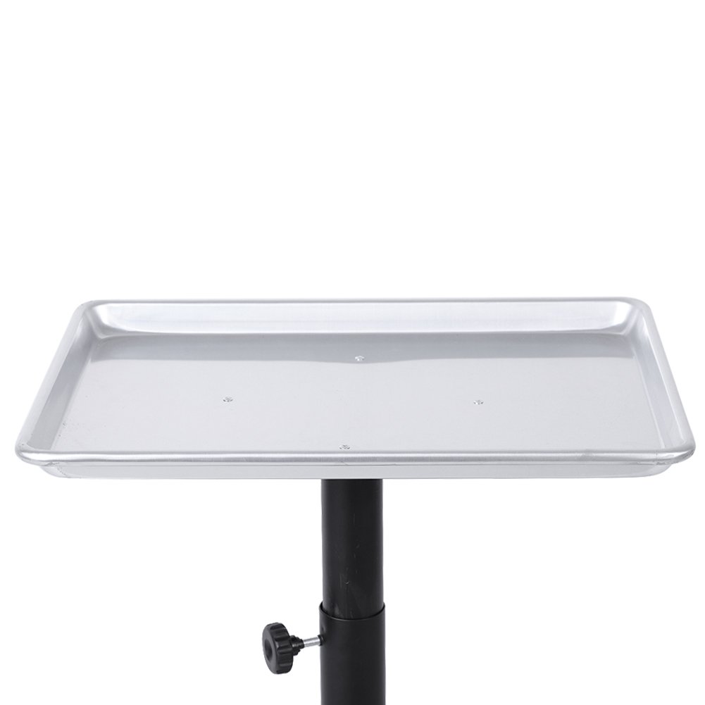 Salon Instrument Tray, Height Adjustable Hairdressing Trolley Cart Aluminium Service Tray with Rolling Wheel for Salon Tattoo Spa Beauty Tool storage: Beauty