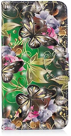 ZCXG Compatible with iPhone XS Max Case Green Butterfly Pattern Leather Wallet Flip Stand Cover Shockproof Slim Fit Card Slot Magnetic Closure Phone Case Clear