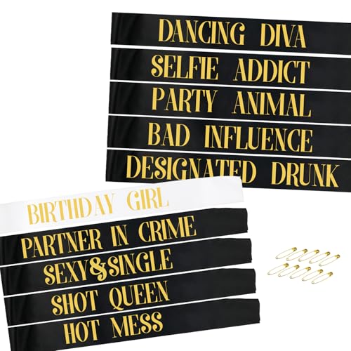 Capital Letters 9 Pieces Inky Black With 1 Piece White Sashs Gold Text Style