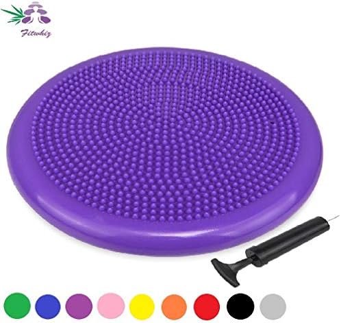 Fitwhiz Air Stability Wobble Cushion with Free Pump, Extra Thick Core Balance Disc, Kids Wiggle Seat, Sensory Cushion for Elementary School Chair (Office & Home & Classroom)