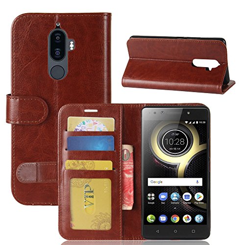 Scheam Lenovo K8 Note Case Luxury PU Leather Wallet Flip Protective Leather Covers Case Cover with Card Slots and Stand for Lenovo K8 Note Brown - Thumbnail 2