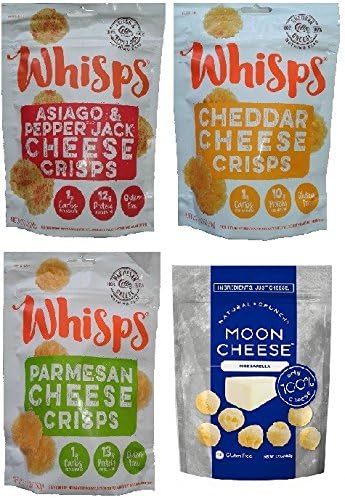 Whisps Cheese Crisps 3 Pk Variety (2.12oz) & Moon Cheese Mozzarella (2oz) – 4 Pk Assortment!