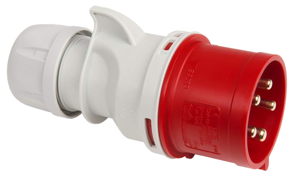 Kopp 176000008 CEE plug, 5-pin, 32 A, 400 V, red