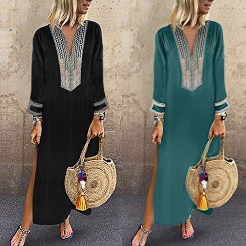 Witspace Women Long Sleeve Ladies Autumn and Winter Long Maxi Kaftan Dress Plus Size