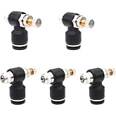 Beduan Pneumatic Push to Connect Air Flow Control Valve 6mm OD x 1/8" Male | Male Thread, Elbow 90 Degree, Switch Valve Adapter Fitting, 5Pcs