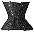 SHAPERX Women's Corset Top Lace Up Boned Sexy Halloween Costume Plus Size Overbust Steampunk with G-String, SZ1854-Black-M