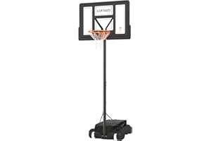 Cofiyard 10FT Basketball Hoop Outdoor System with Extra Sandbag,Height Adjustable Basketball Goal System 44 Inch Shatterproof Backboard for Youth/Teens/Adults Indoor Outdoor