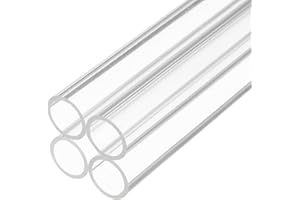 Rebower 14" Clear Plastic Rigid Pipe 18mm x 20mm(0.7" x 0.8") Acrylic Tube Round Polycarbonate Tubing, [for Plumbing, Hydraulics, Aquarium, DIY] - 4Pcs