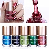 NICOLE DIARY 5 Bottles Metallic Nail Polish Mirror Effect Lacquer Colorful Shiny Metal Nail Polish Manicure Varnish (5 colors)