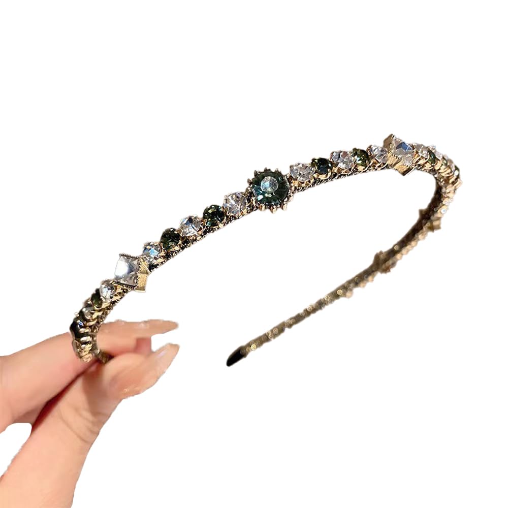 Qiwenr Crystal Headband, Crystal Side Headband, Pink Rhinestone Hair Bands, Great Headpiece for Prom, Party