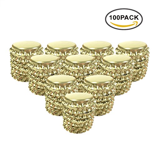 RUTICH 100 PCS Crown Bottle CaPs Decorative Bottle Cap Both Sideds Printed for Hair Bows, DIY Pendants or Craft ScraPbooks Gold…