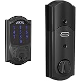SCHLAGE BE469ZP CAM 622 Connect Smart Deadbolt with alarm with Camelot Trim in Matte Black, Z-Wave Plus enabled