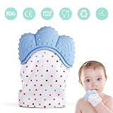 Lintelek Baby Teething Mitten, Anti-Absorption Hand Glove Teether, Food Grade Silicon Sounding Baby Glove Teether for 3-18 Months Babys, Protect Babys Hands from Chewing