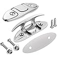 SUNOOM Boat Flip Up Cleat 316 Stainless Steel Boat Folding Cleat 4-1/2 Inch Marine Folding Cleat Pack of 2, Boat Dock Cleats Work for Dock Lines Mooring Accessories